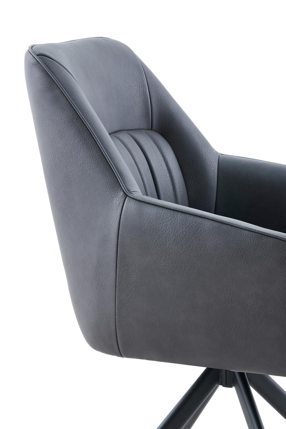 Armlehnstuhl-Set Polina S 2er-Set - Anthrazit/Schwarz, MODERN, Textil/Metall (62/92/67cm) - MID.YOU