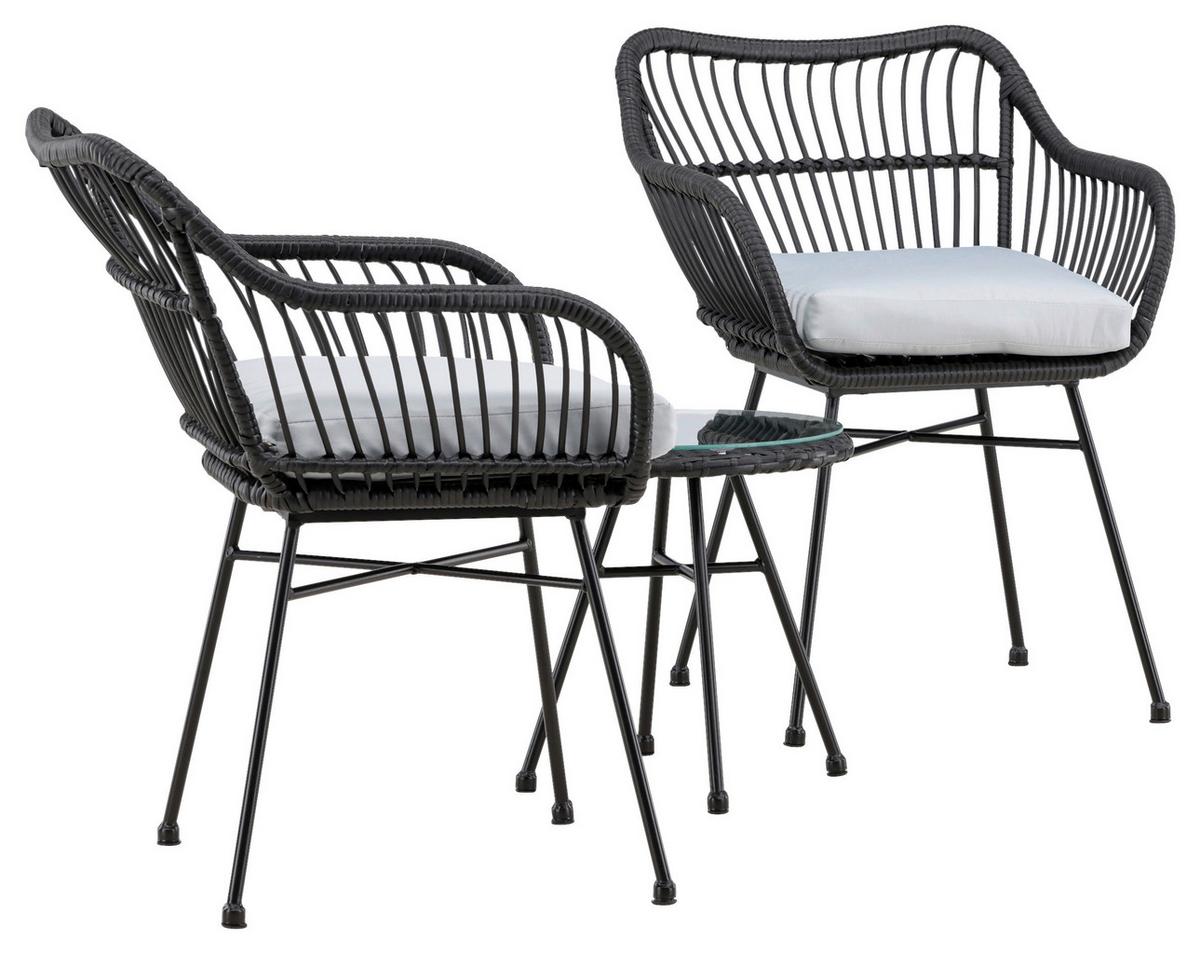 Balkonset Viga - Schwarz, KONVENTIONELL, Kunststoff/Metall - Gardenson