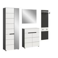 Garderobe Canu 4-teilig Weiß/basalt Grau B: 220 Cm - Weiß, Design, Holzwerkstoff (220/190/37cm) - Livetastic