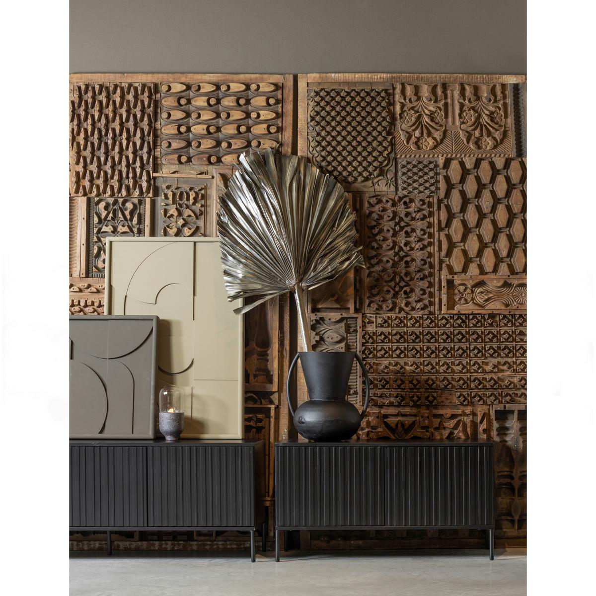 LOWBOARD Gravure Schwarz B: 100cm - Schwarz, Design, Holz (100/56/44cm) - Livetastic