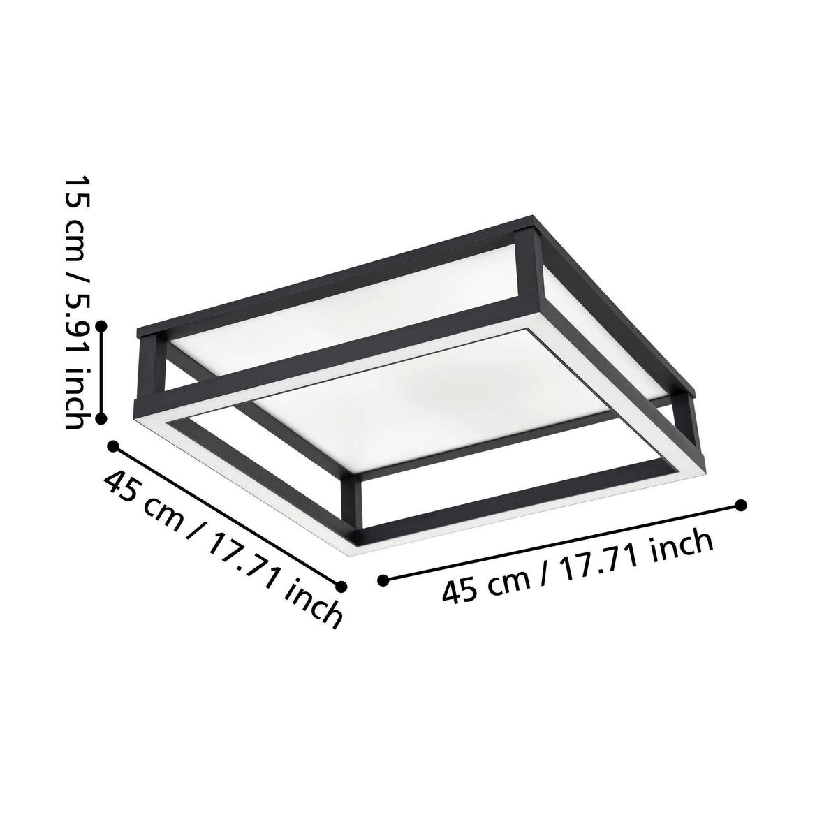 STROPNÉ SVIETIDLO MACELLARA - čierna/biela, Design, kov/plast (45/45/15cm) - Eglo