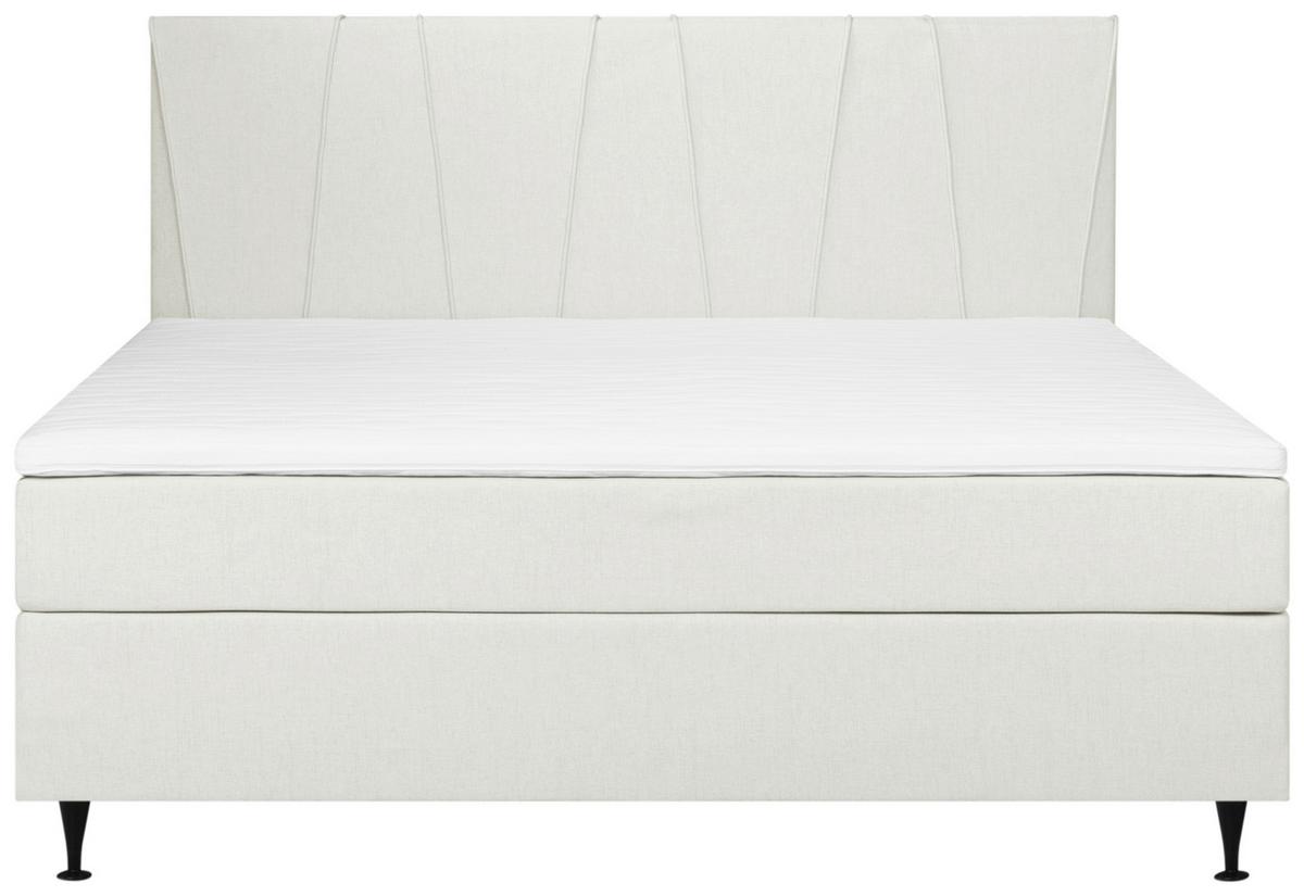 Boxspringbett Mit Topper 180x200 Wels - Creme/Schwarz, MODERN, Textil (180/200cm) - MID.YOU