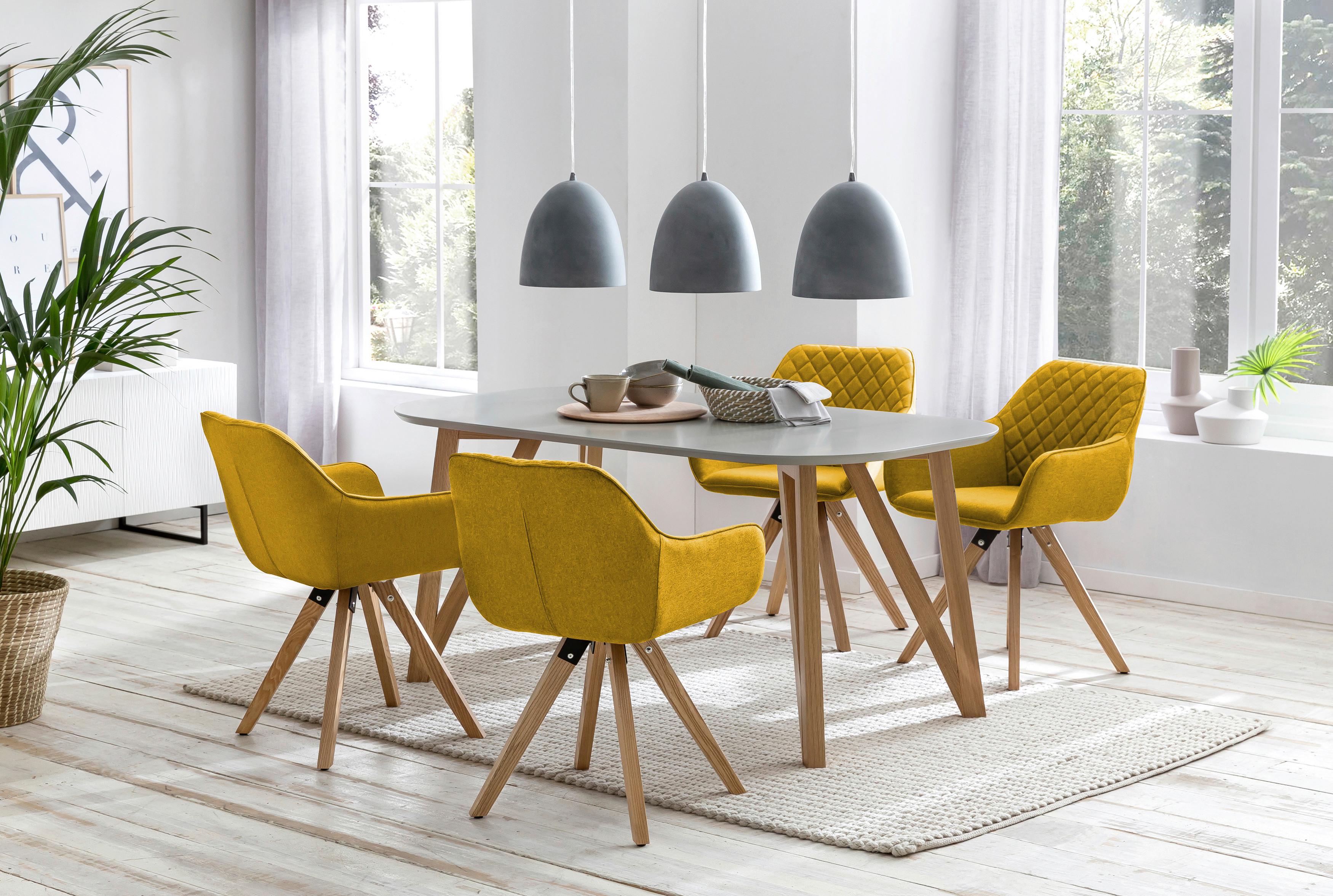 JEDÁLENSKÁ ZOSTAVA 5-TLG. ESSGRUPPE TISCH GRAU - žltá/sivá, Modern, drevo/kompozitné drevo (180cm) - MID.YOU