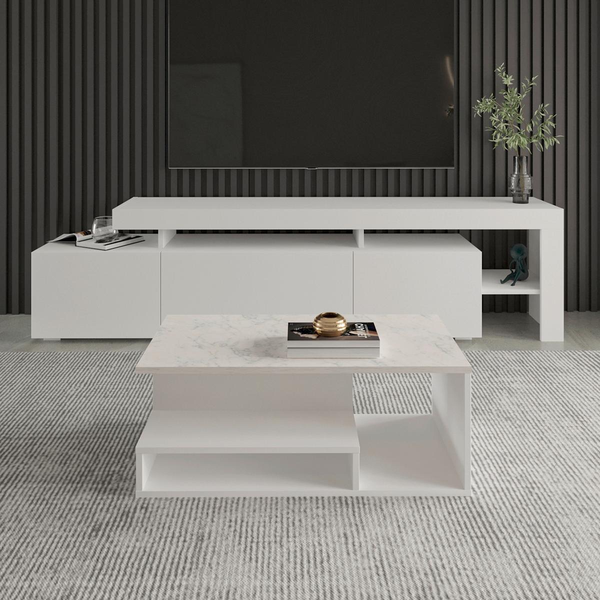 Couchtisch Vera Weiß B: 90 Cm - Weiß, Design, Holzwerkstoff (90/45/35cm) - Livetastic