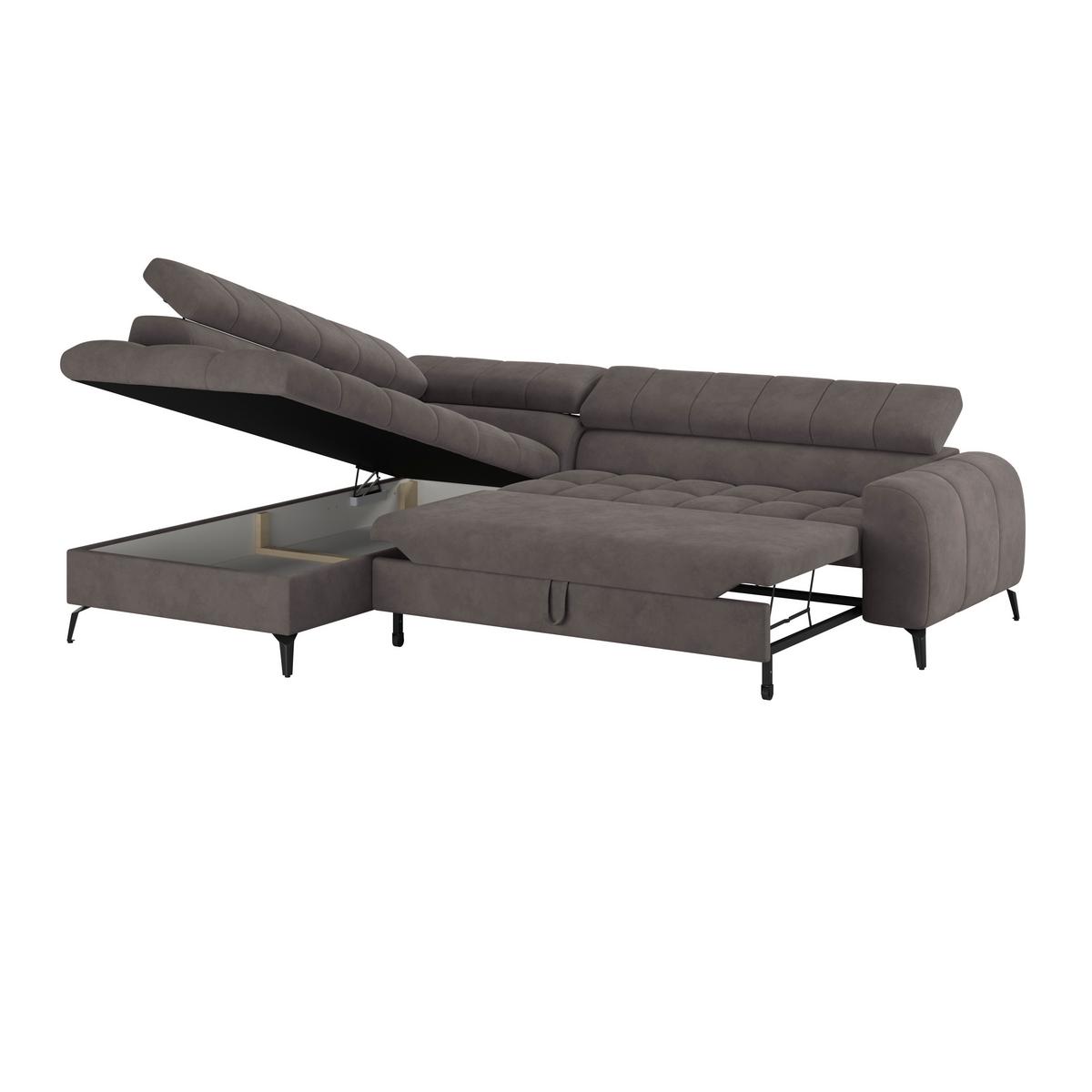 Ecksofa Volf Links New Graphitfarben, S: 203x261 Cm - Dunkelgrau/Schwarz, Trend, Kunststoff/Textil (203/261cm)