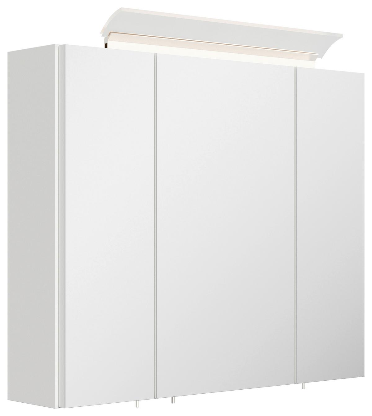 Spiegelschrank Weiß Hochglanz B: 75 cm - Weiß Hochglanz, MODERN, Glas/Holzwerkstoff (75/62/17cm) - MID.YOU