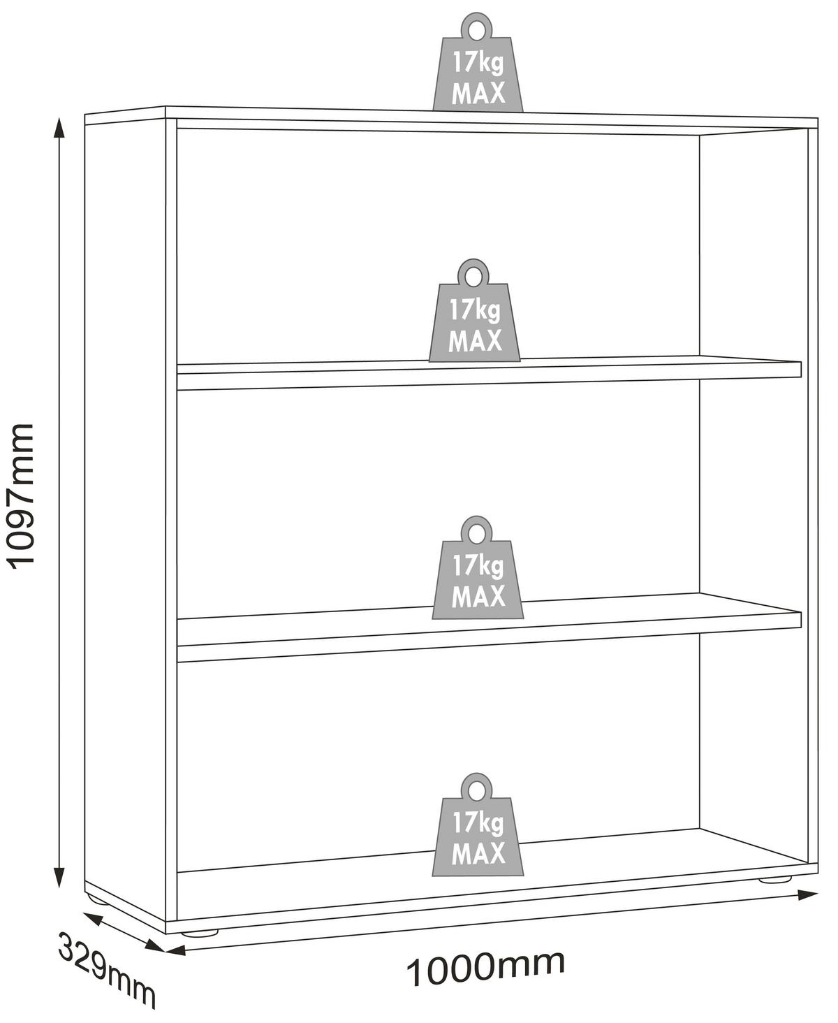 Regal Salia Anthrazit, Eiche B: 100 cm - Honigeiche/Anthrazit, Design, Holzwerkstoff (100/110/33cm) - MID.YOU