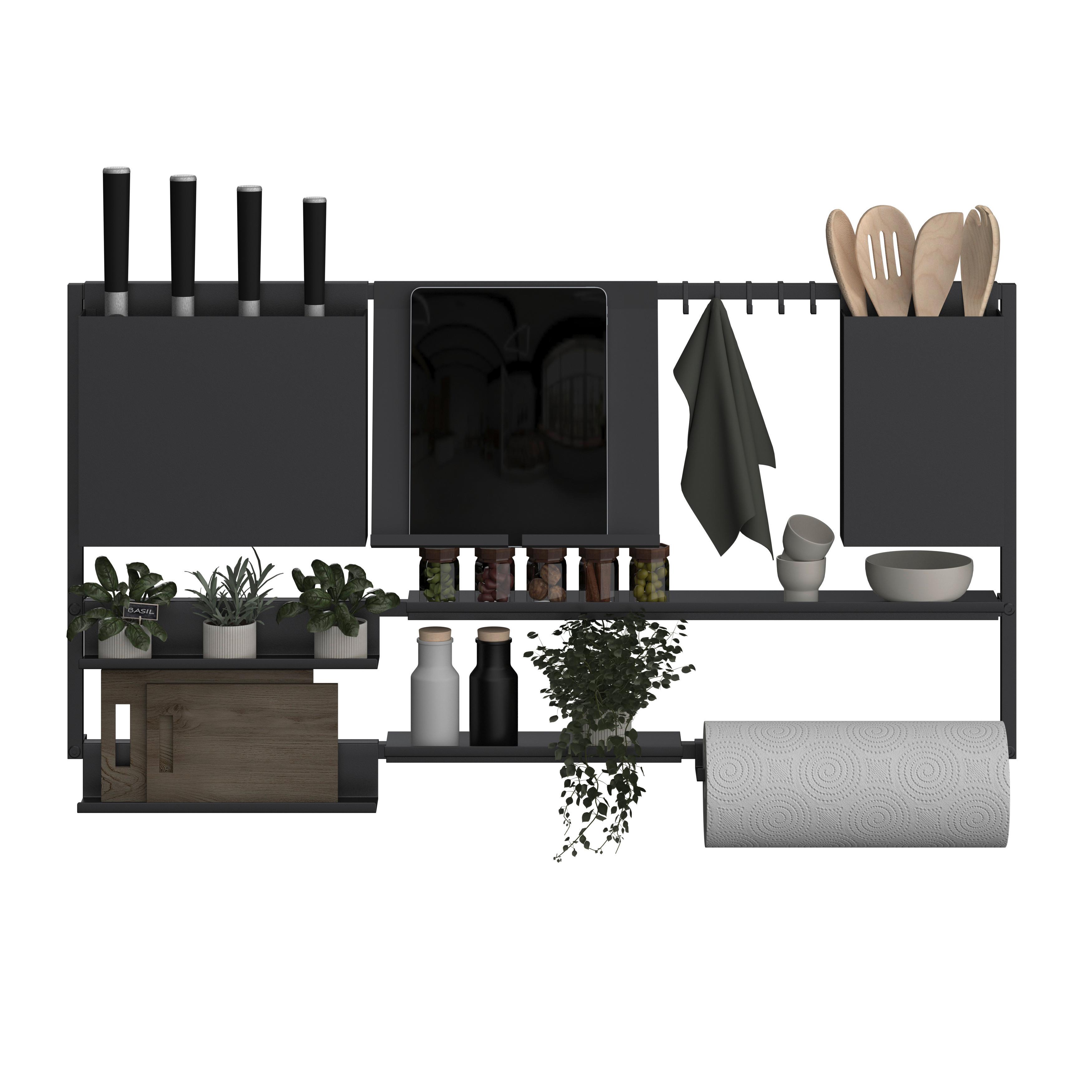 Závesný diel Systemstyle šírka 90 cm - čierna, Modern, kov (89,6/45/4,5cm) - System Style