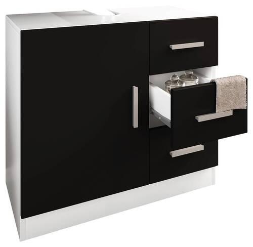 Waschbeckenunterschrank Zalo XL B: 63 cm Schwarz/Weiß