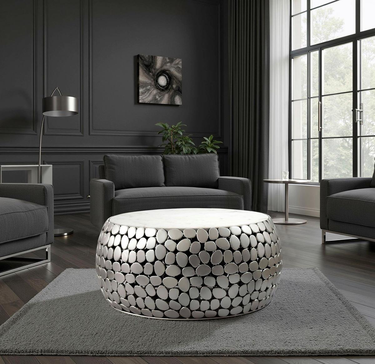 KONFERENČNÍ STOLEK WL7.356 - barvy stříbra, Design, kov (66/32/66cm) - Livetastic