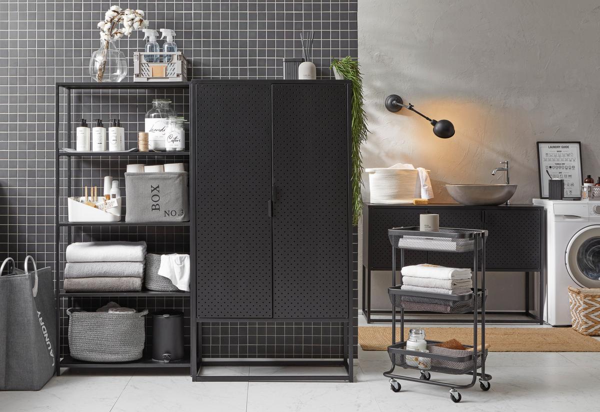 Sideboard Metall Mit 3 Türen 120 Cm Newton Trend Schwarz - Schwarz, Trend, Metall (120/80/40cm) - MID.YOU