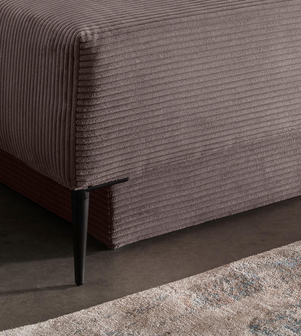 Schlafsofa Petri Graubraun Cord, Rücken Echt B: 198 Cm - Graubraun/Schwarz, MODERN, Textil (198/90/100cm) - Livetastic