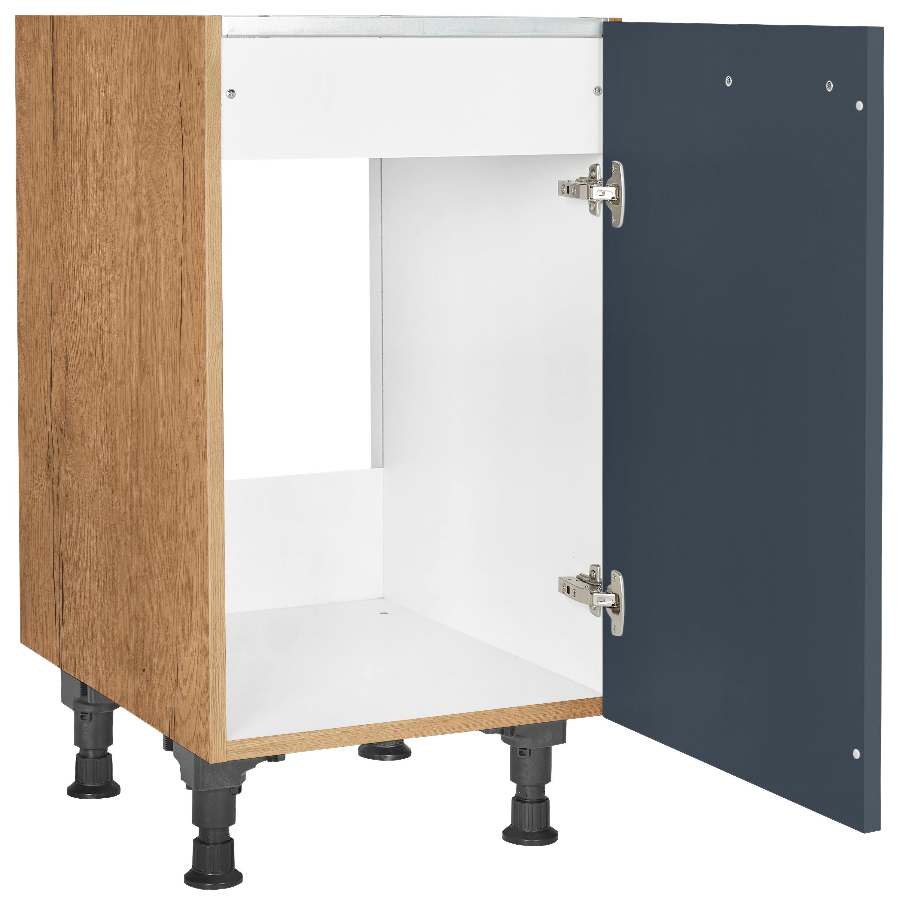 Spülenunterschrank Easytouch - Blau/Eichefarben, MODERN, Holzwerkstoff (45,0/87,0/56,0cm) - Nobilia