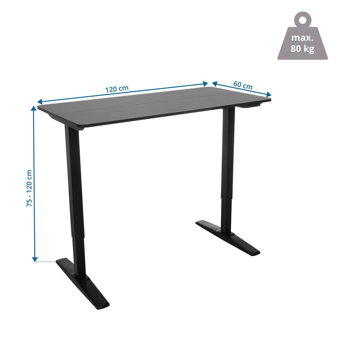 Schreibtisch Schwarz B: 120 cm - Schwarz, MODERN, Holzwerkstoff/Metall (120/60/75 - 120cm) - MID.YOU