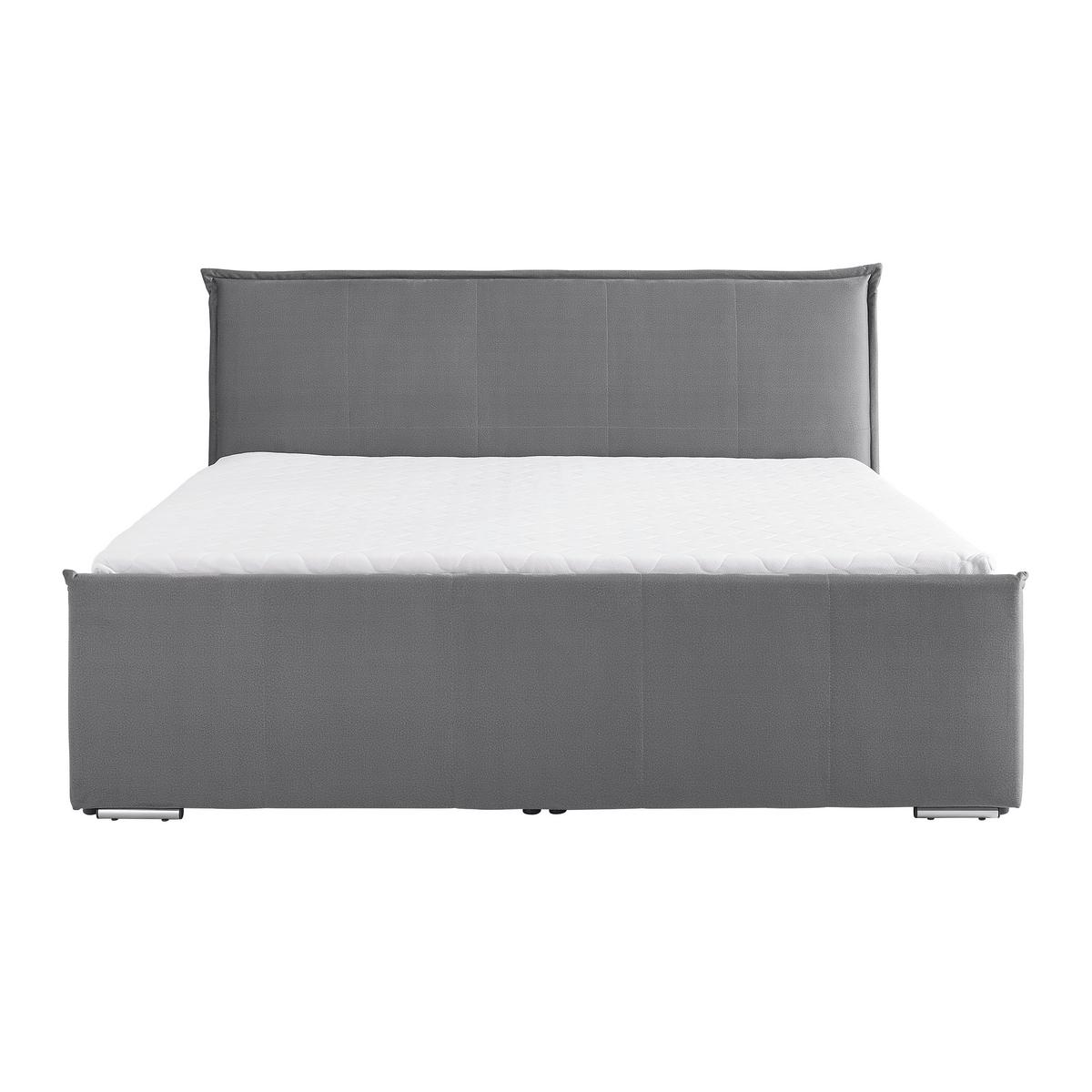 Postel boxspring s toperem, 200x200 cm, šedá - šedá/barvy chromu, Moderní, kov/dřevo (200/200cm) - Bessagi Home