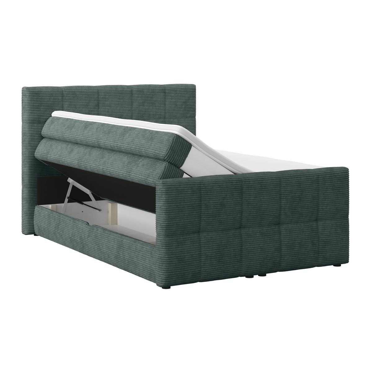 Boxspringbett mit Topper und Bettkasten 140x200 Medino - Blaugrau, KONVENTIONELL, Holz/Holzwerkstoff (140/200cm)