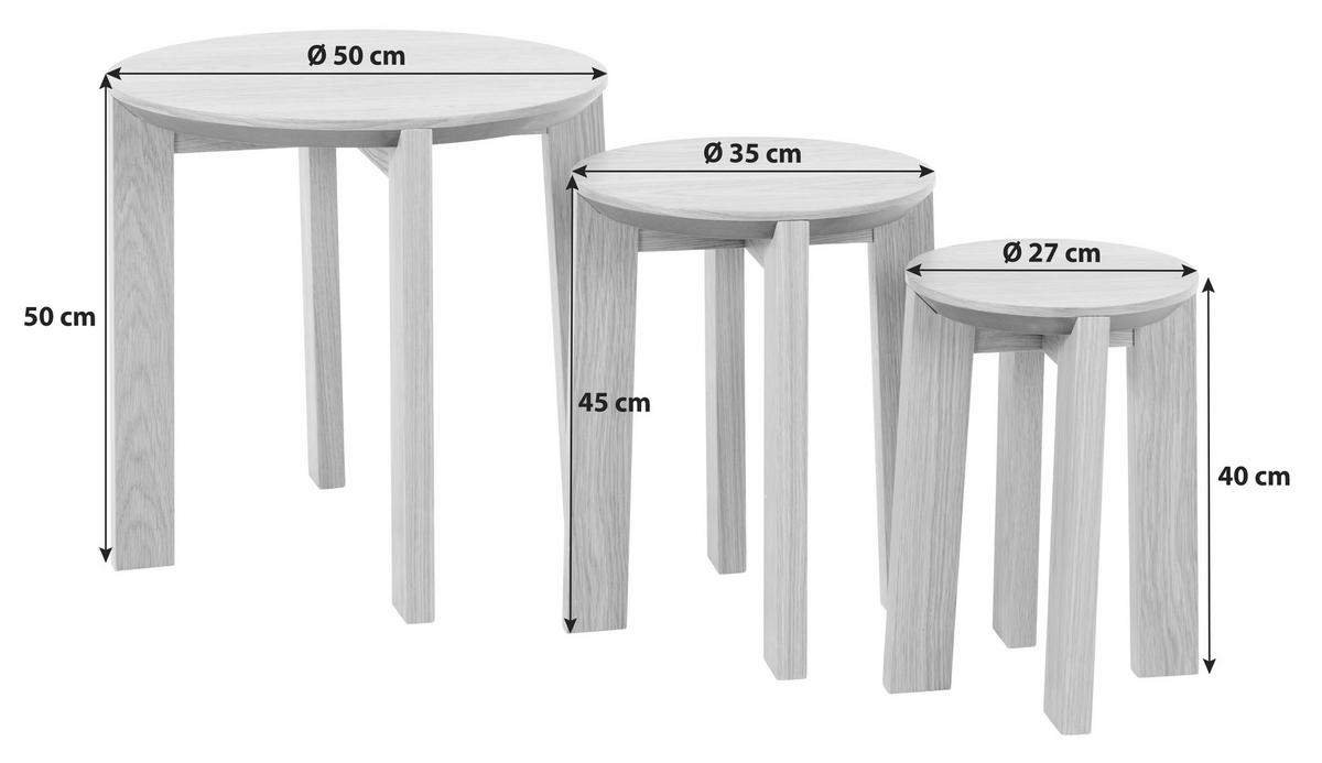 Couchtischset Maxime - Naturfarben, Design, Holz/Holzwerkstoff (50/50/50cm) - MID.YOU