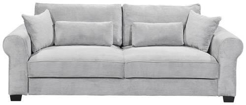 3-Sitzer-Sofa mit Schlaf- Funktion Angelina Grau Kord - Schwarz/Grau, Basics, Textil (250/95/125cm) - MID.YOU