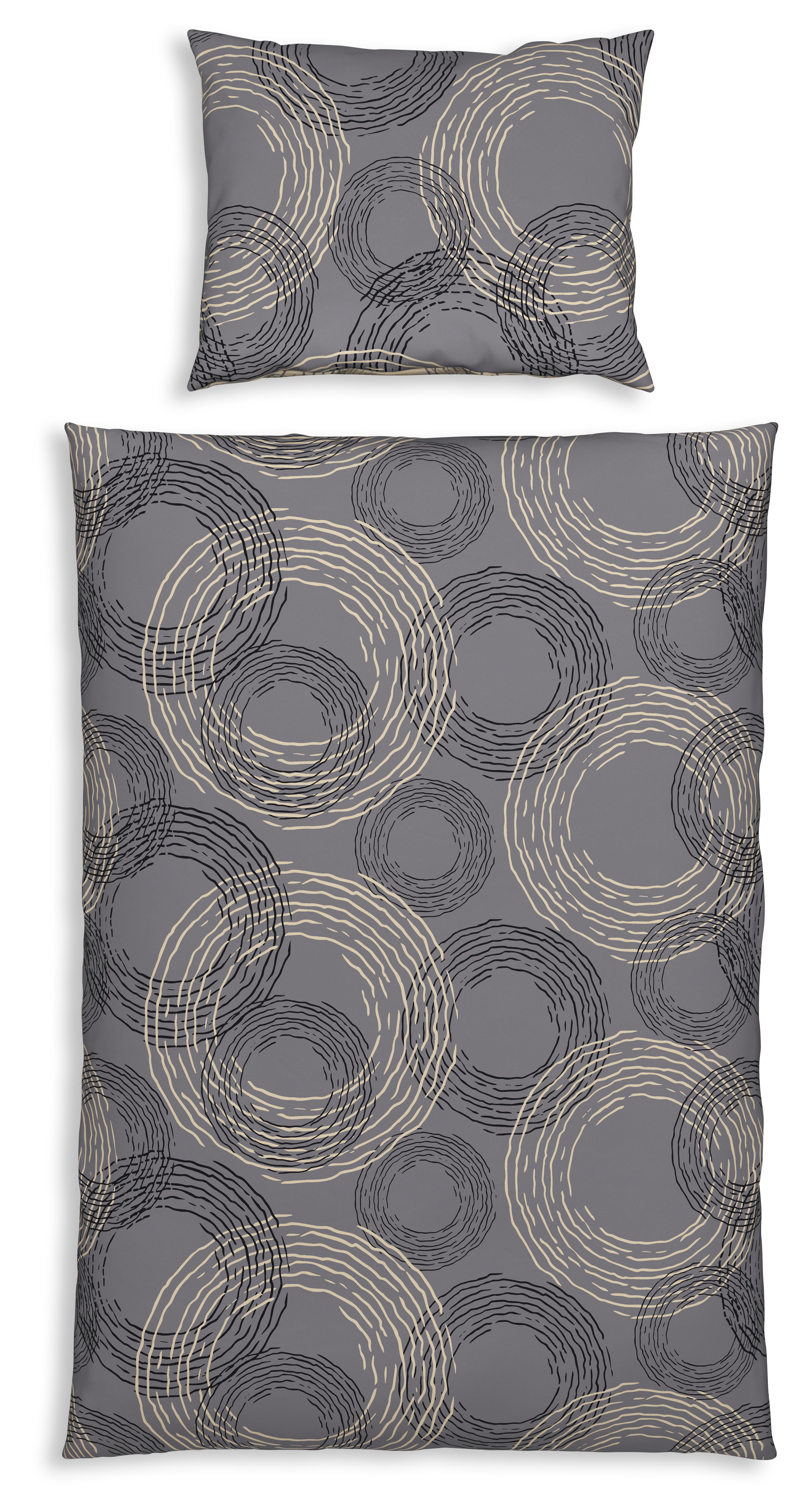 Bettwäsche 140x200 cm Estelle Mikrofaser Braun Kreise - Braun, MODERN, Textil - Luca Bessoni