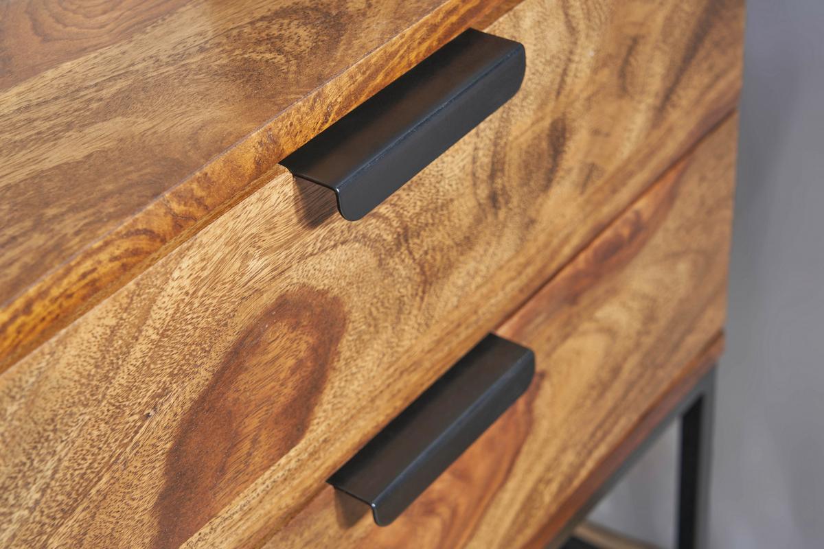 Nachttisch Sheeshamfarben B: 50 cm - Sheeshamfarben/Schwarz, Design, Holz/Metall (50/51/40cm) - MID.YOU