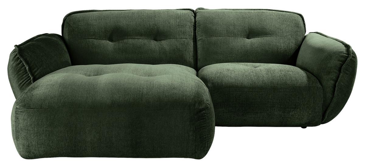 Ecksofa Fluffy Dunkelgrün S: 184x269 Cm - Dunkelgrün/Schwarz, MODERN, Textil (184/269cm) - Trendmanufaktur