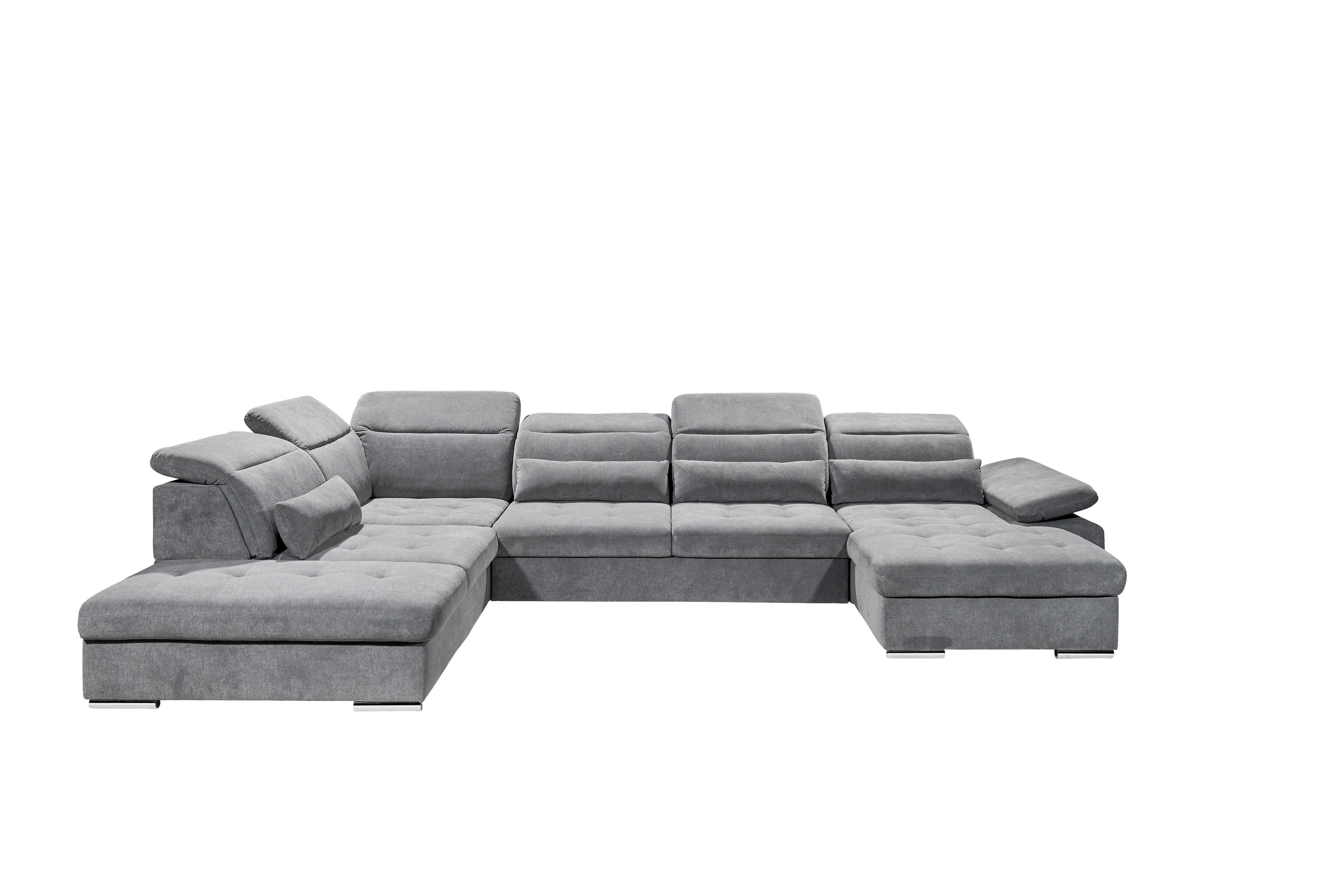 Sedací Souprava S Rozkladem Coletta Tmavě Šedá - barvy stříbra/tmavě šedá, Moderní, textil/plast (260/394/195cm) - MID.YOU