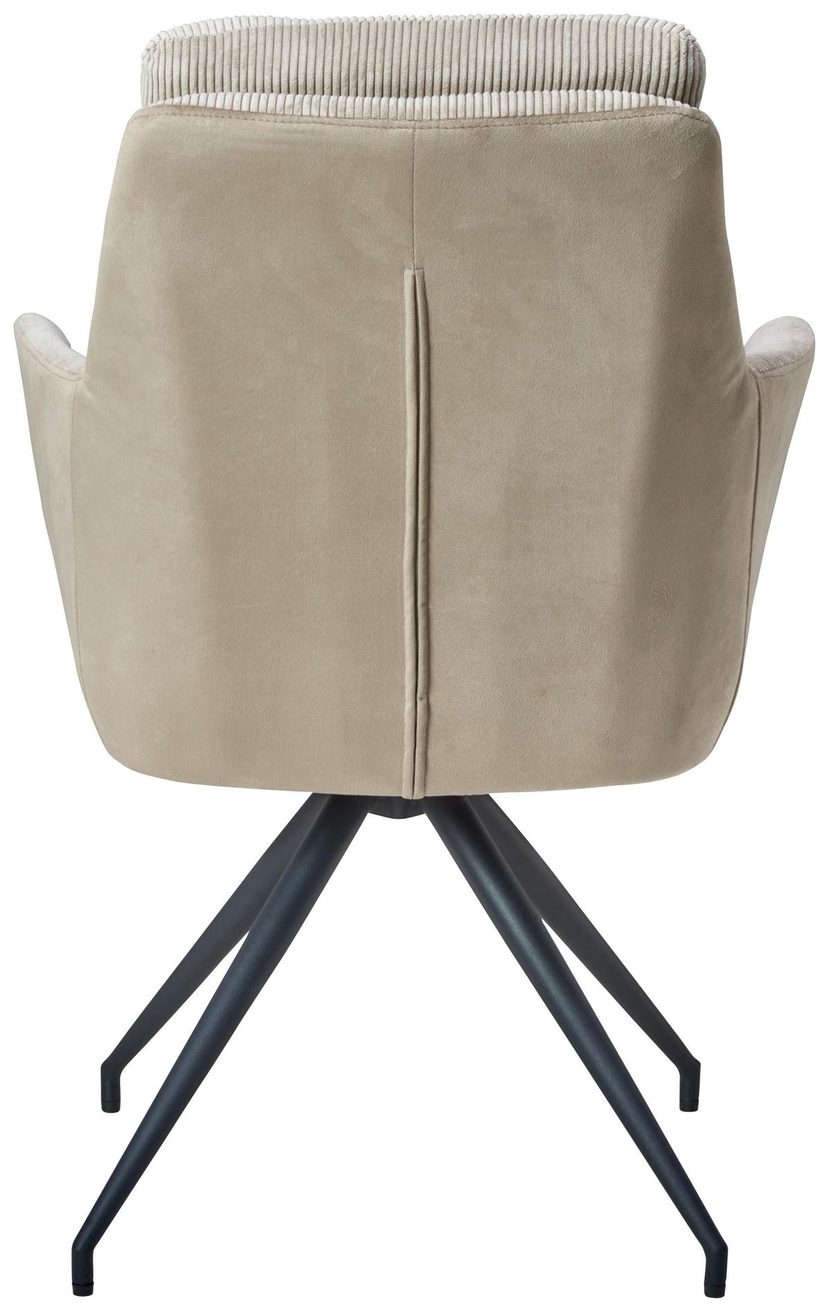 Armlehnstuhl Nizza - Beige/Schwarz, LIFESTYLE, Textil/Metall (60/94/64cm) - MID.YOU