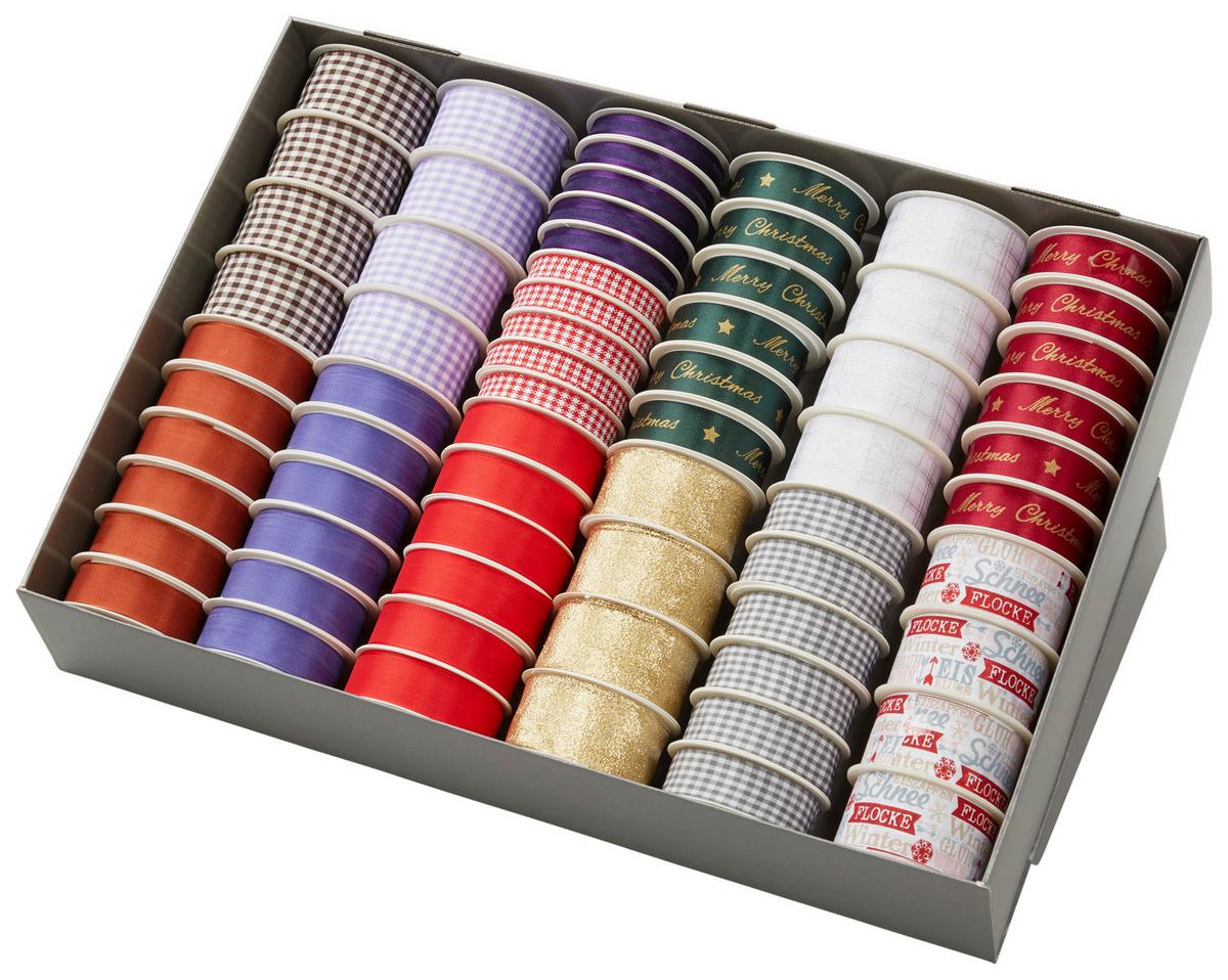 Geschenkband Weihnachten Dekore Sort - Gelb/Lila, Kunststoff