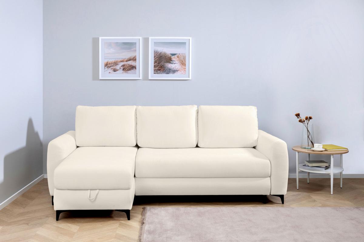 Ecksofa Moli, Creme S: 236x148 cm - Creme/Schwarz, Design, Textil (236/148cm) - MID.YOU