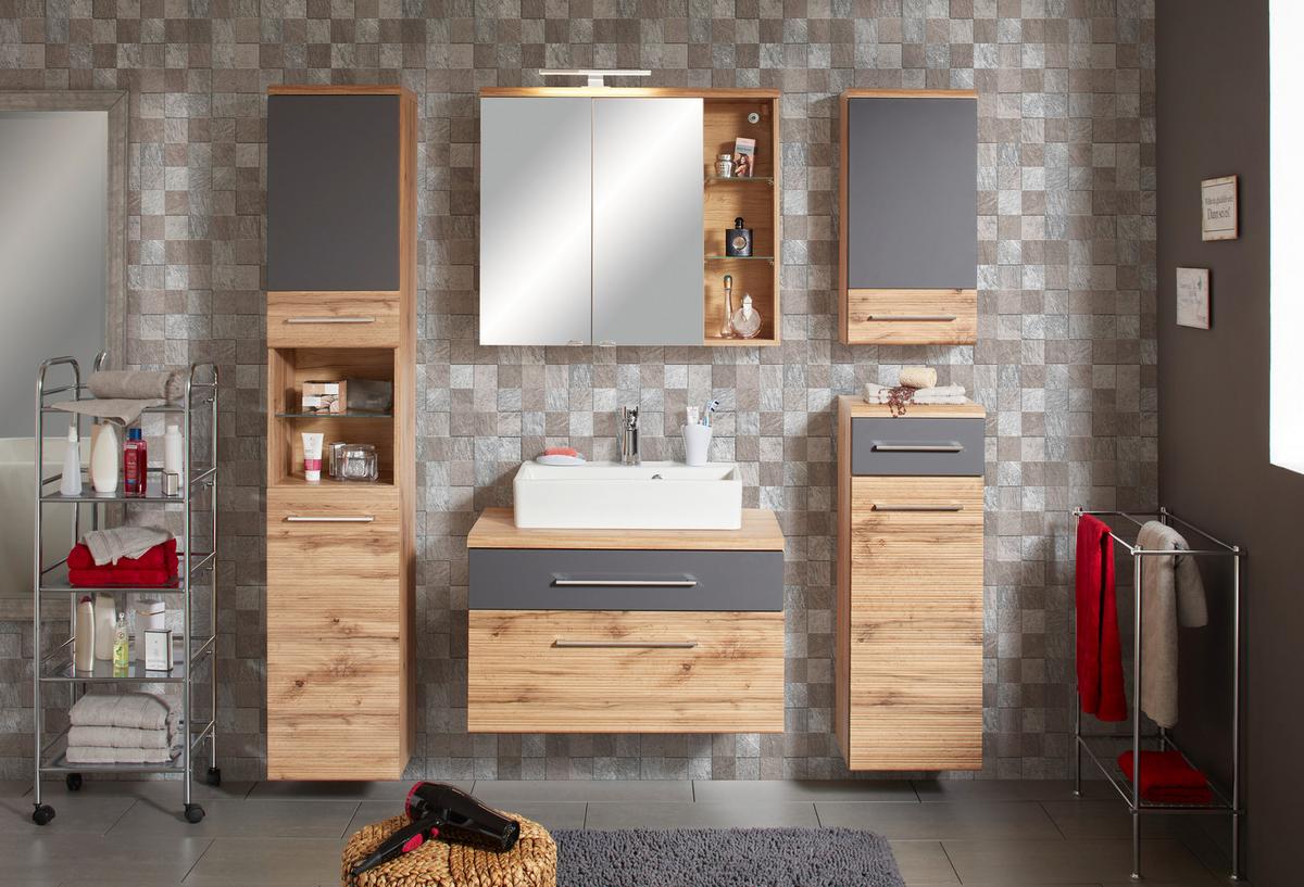 VYSOKÁ SKRINKA FLOAT BREIT - farba duba/antracitová, Modern, kov/kompozitné drevo (50/194/33cm) - Premium Living