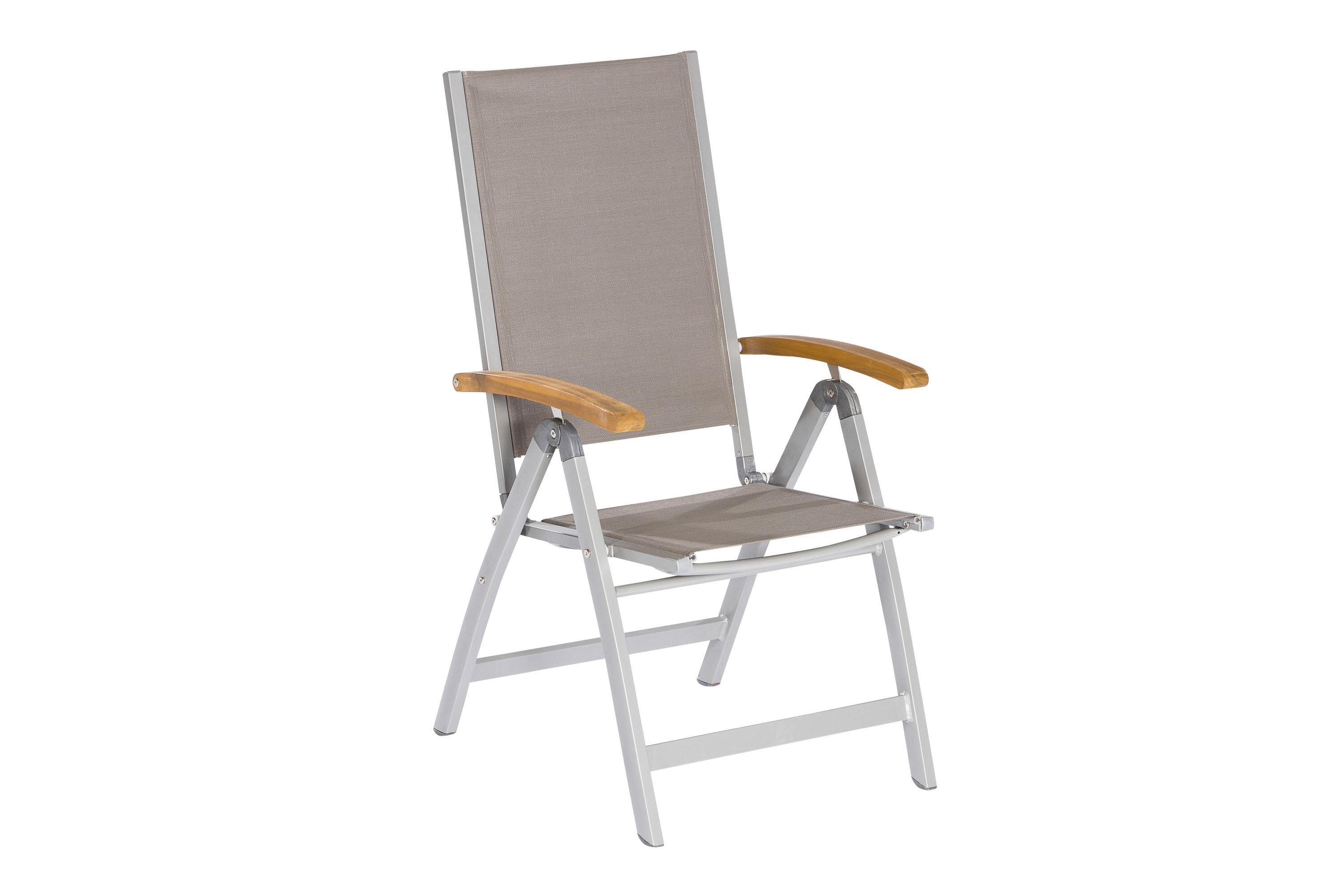 Gartensessel Klappbar Naxos Holz/Metall/Textil - Silberfarben/Grau, ROMANTIK / LANDHAUS, Holz/Textil (58,5/110,5/65cm) - Gardenson