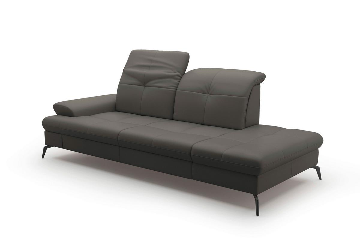 Récamiere Amica E, Mokka B: 231 Cm - Schwarz/Mokka, KONVENTIONELL, Leder (231/90/122cm) - Sit & More