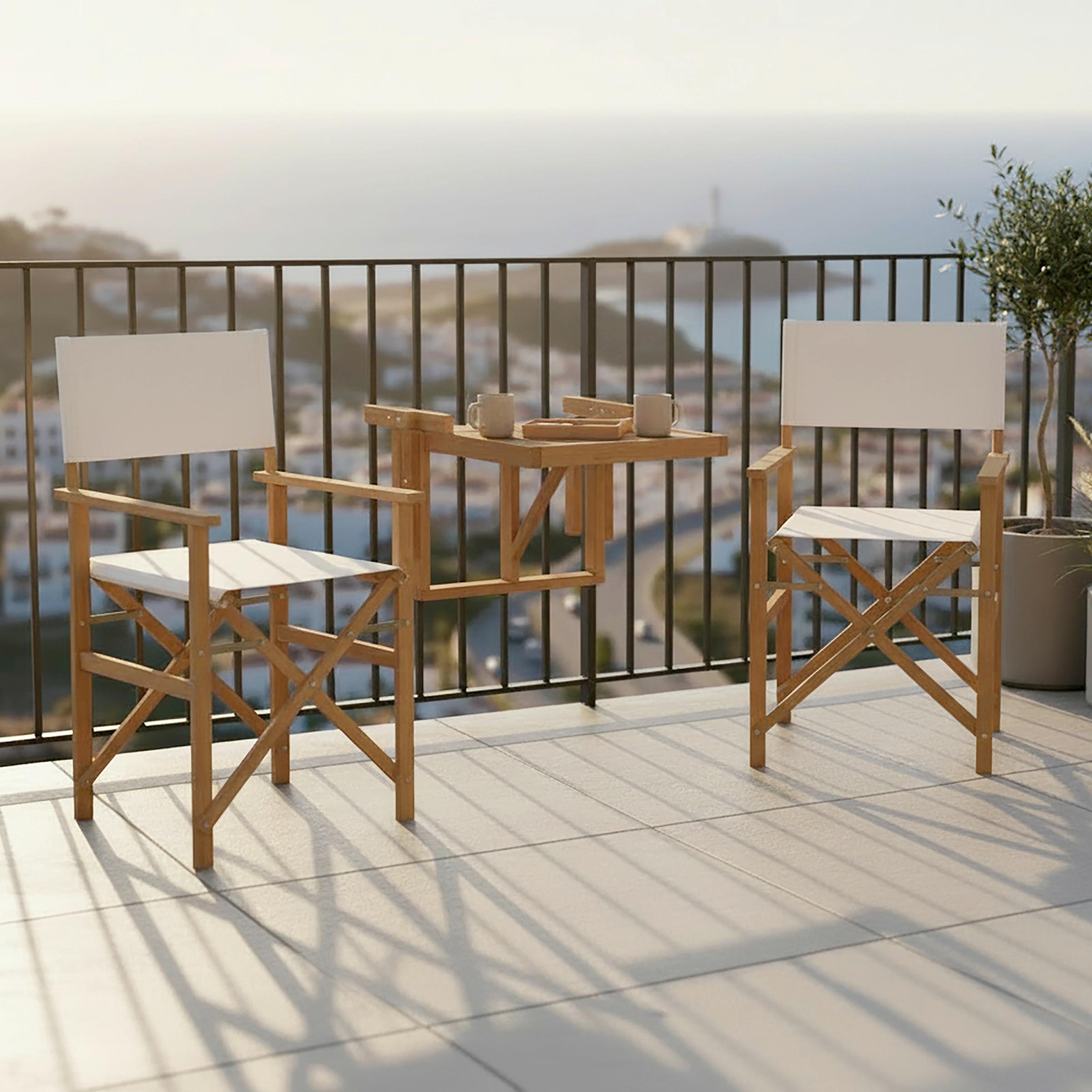 BALKÓNOVÁ ZOSTAVA STELLA - farba akácie/biela, Modern, drevo/textil (49,5/90/51cm) - Bessagi Garden