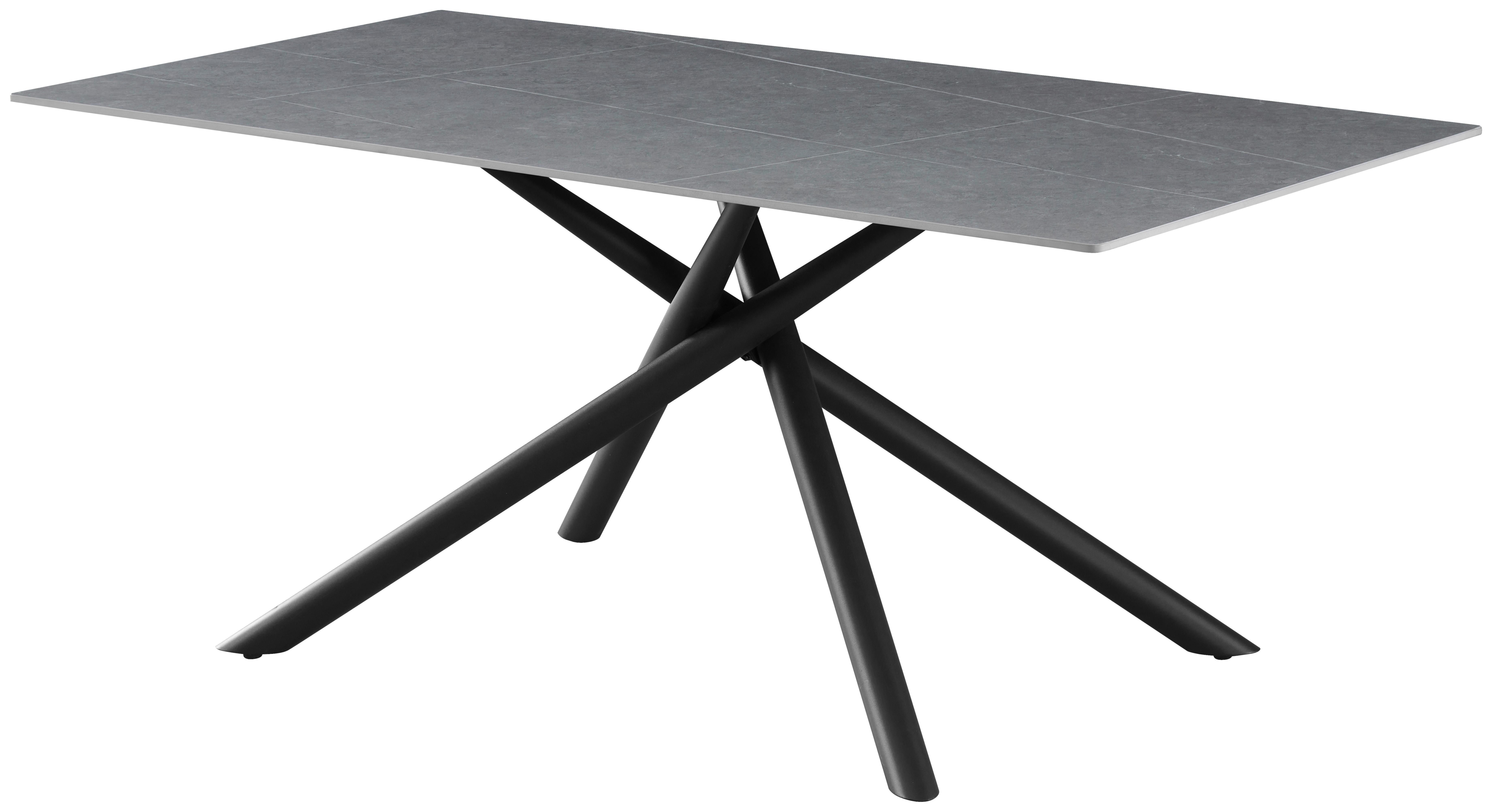 Esstisch Lior Keramik Grau, B: 180 cm - Schwarz/Grau, KONVENTIONELL, Keramik/Metall (180/76/90cm) - MID.YOU