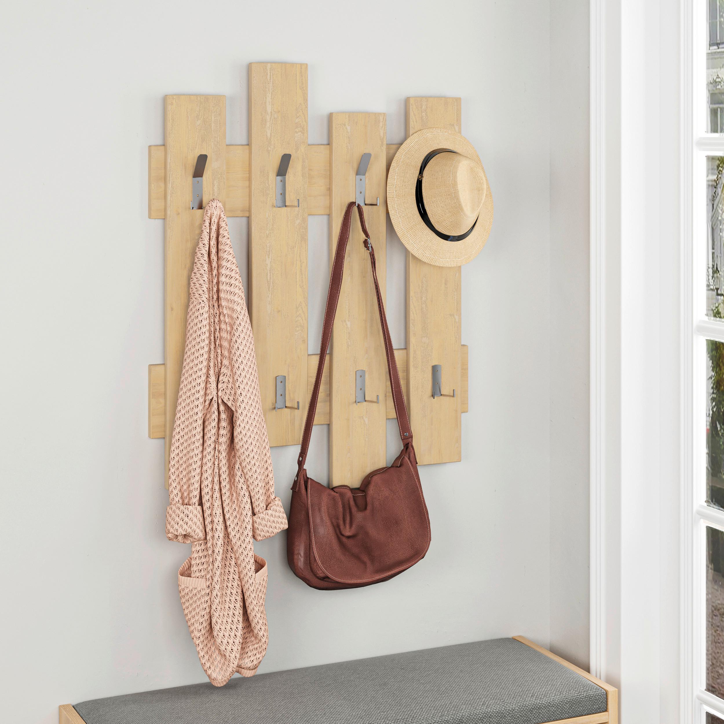 Wandgarderobe Wave - Eichefarben, Design, Holzwerkstoff (64/81/4cm) - Livetastic