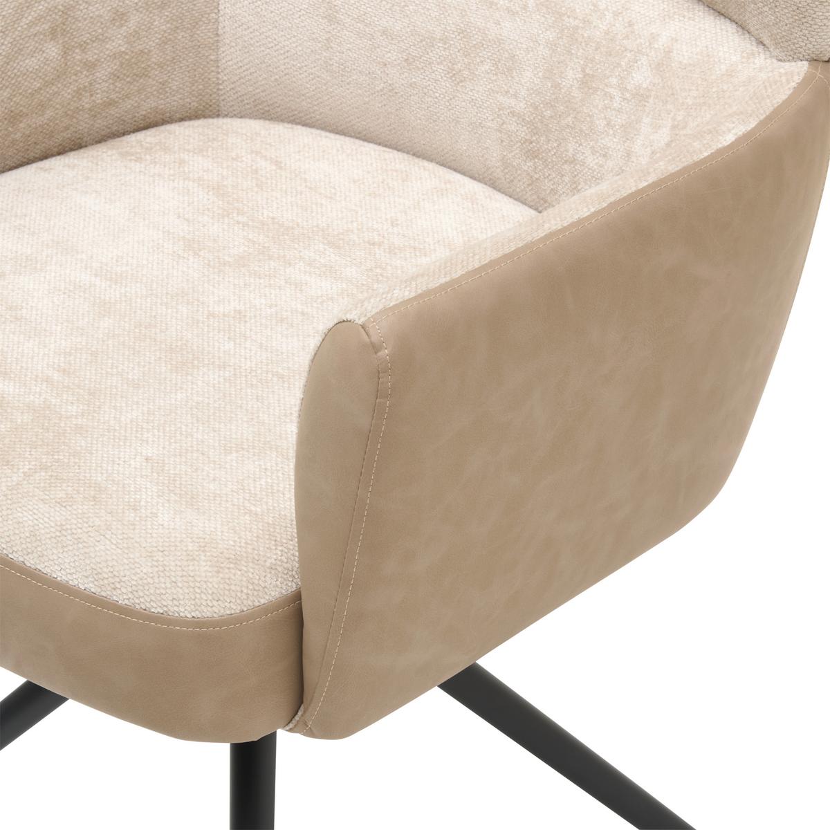 Armlehnstuhl Maja Webstoff Beige, B: 58 cm - Beige/Schwarz, KONVENTIONELL, Textil/Metall (58/84/64cm) - MID.YOU