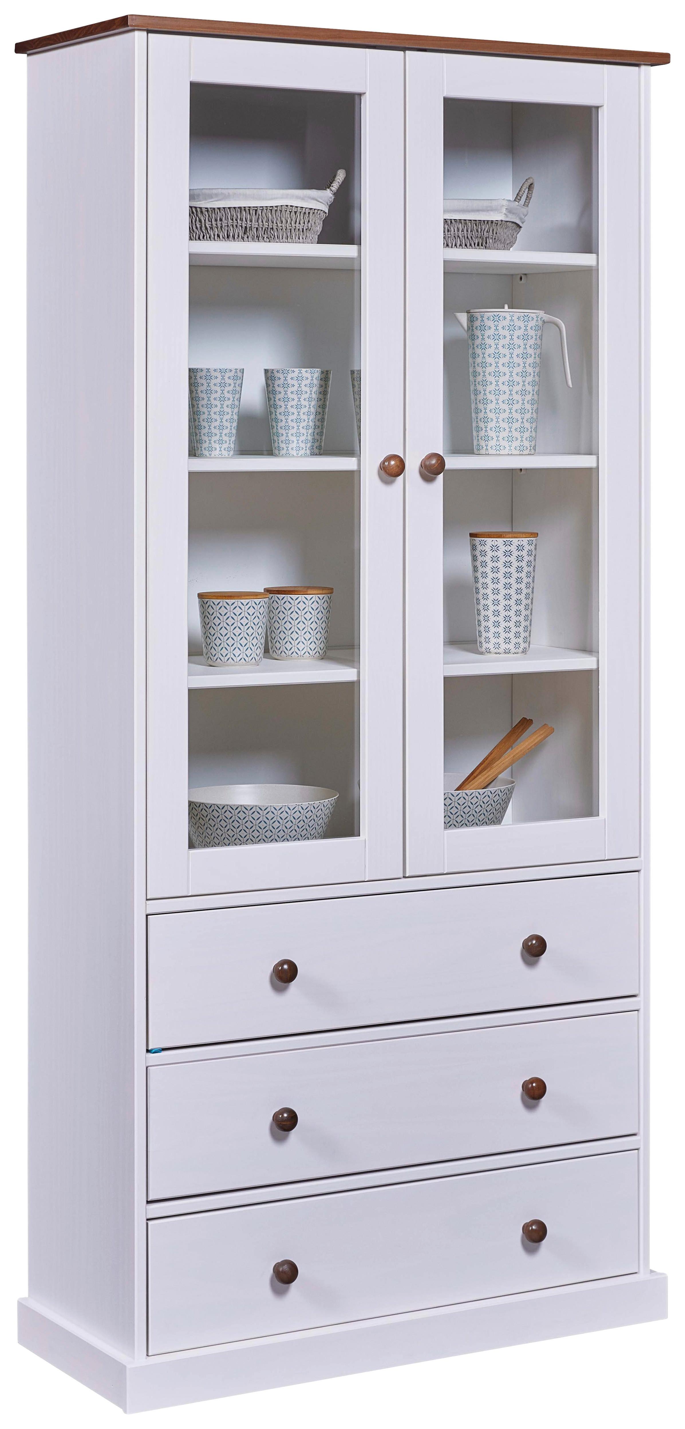VITRINE WESTERLAND 20901466 - Eichefarben/Weiß, MODERN, Glas/Holz (90/190/38,4cm) - MID.YOU