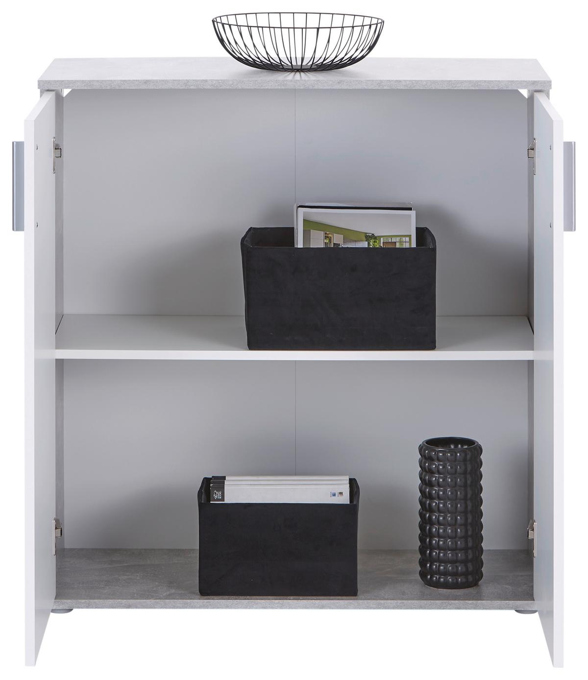 Komód Ina 88/95 Cm - világosszürke/fehér, Modern, faalapú anyag (88,2/94,8/38,3cm)