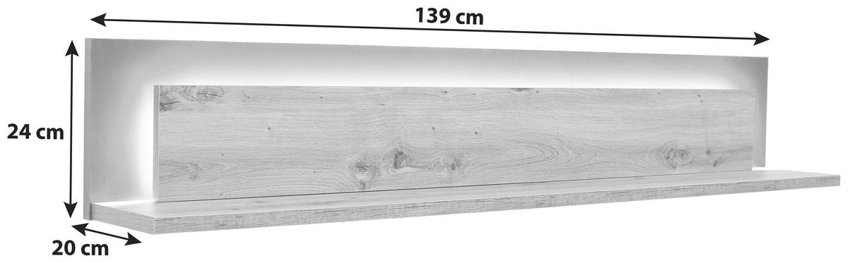 Wandboard Cortona B: 139 cm Anthrazit/Eichefarben - Eichefarben/Anthrazit, Design, Holzwerkstoff (139/24/20cm) - Livetastic