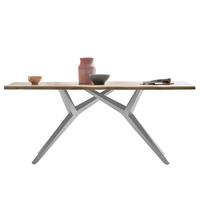 Esstisch Naturfarben /Silberfarben L: 160cm - Silberfarben/Naturfarben, MODERN, Holz/Metall (160/85/78,5cm) - MID.YOU