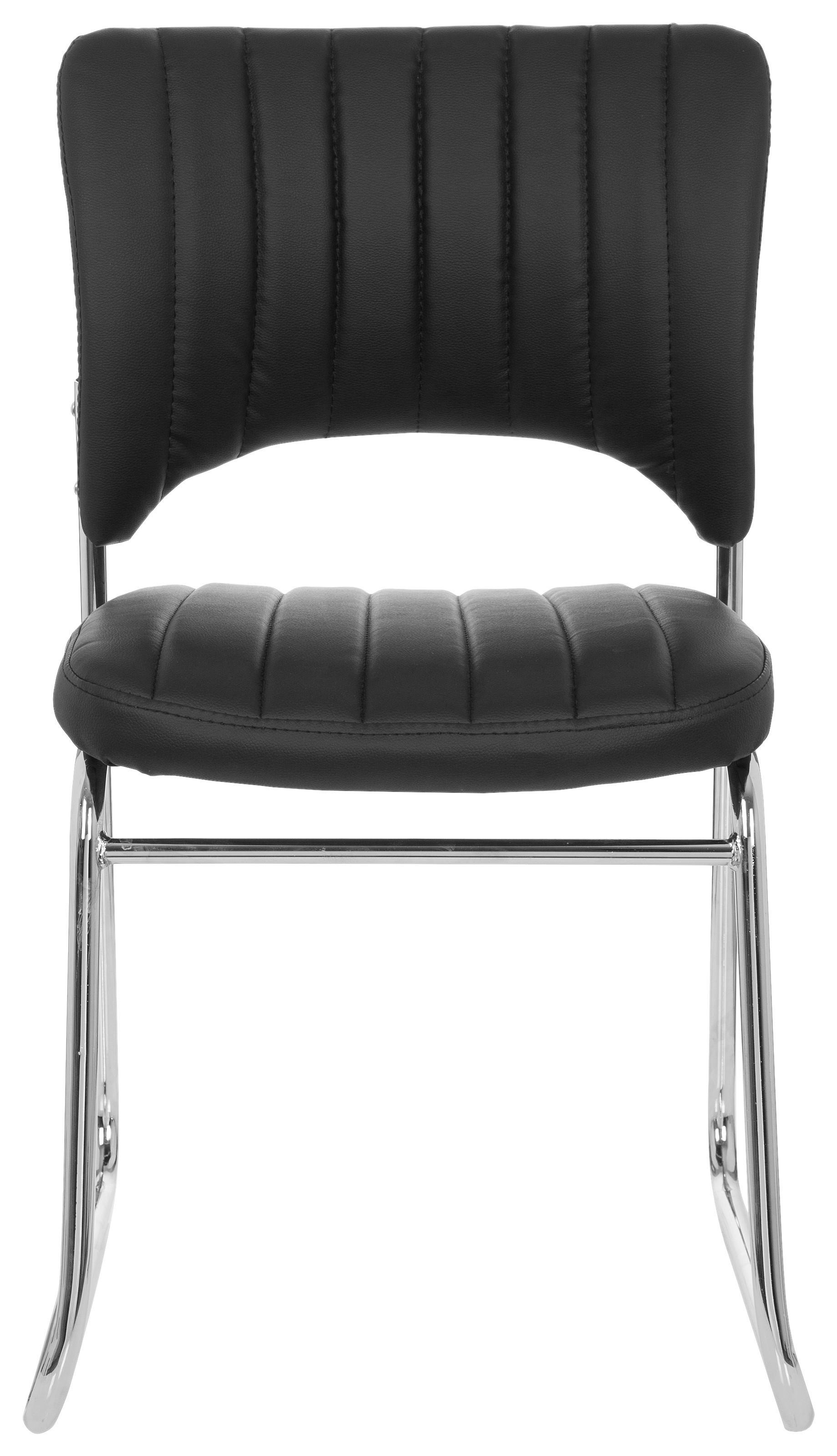 Besucherstuhl Caspi V Schwarz - Chromfarben/Schwarz, MODERN, Textil/Metall (44/82/52cm) - MID.YOU