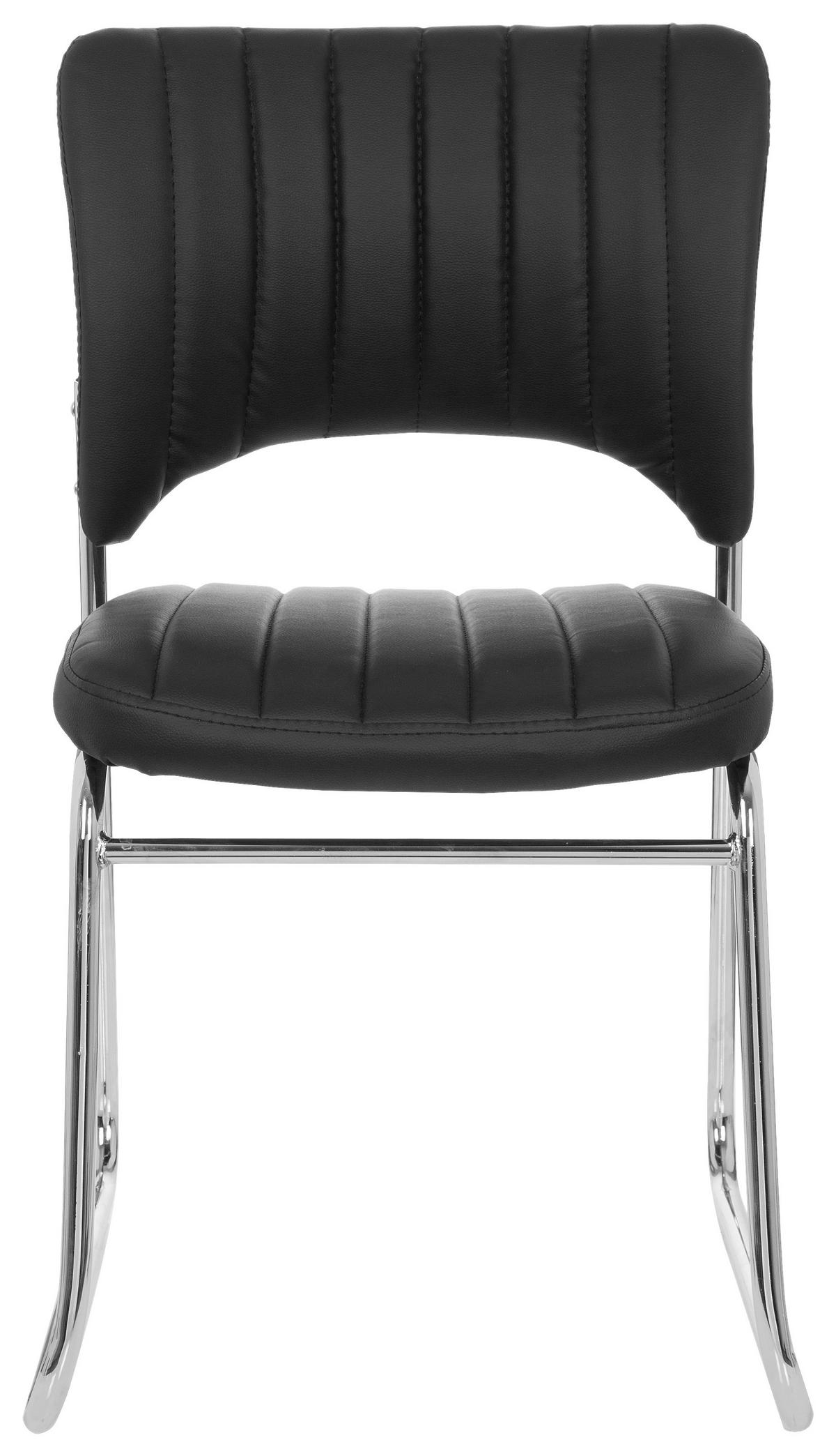 Besucherstuhl Caspi V Schwarz - Chromfarben/Schwarz, MODERN, Textil/Metall (44/82/52cm) - MID.YOU