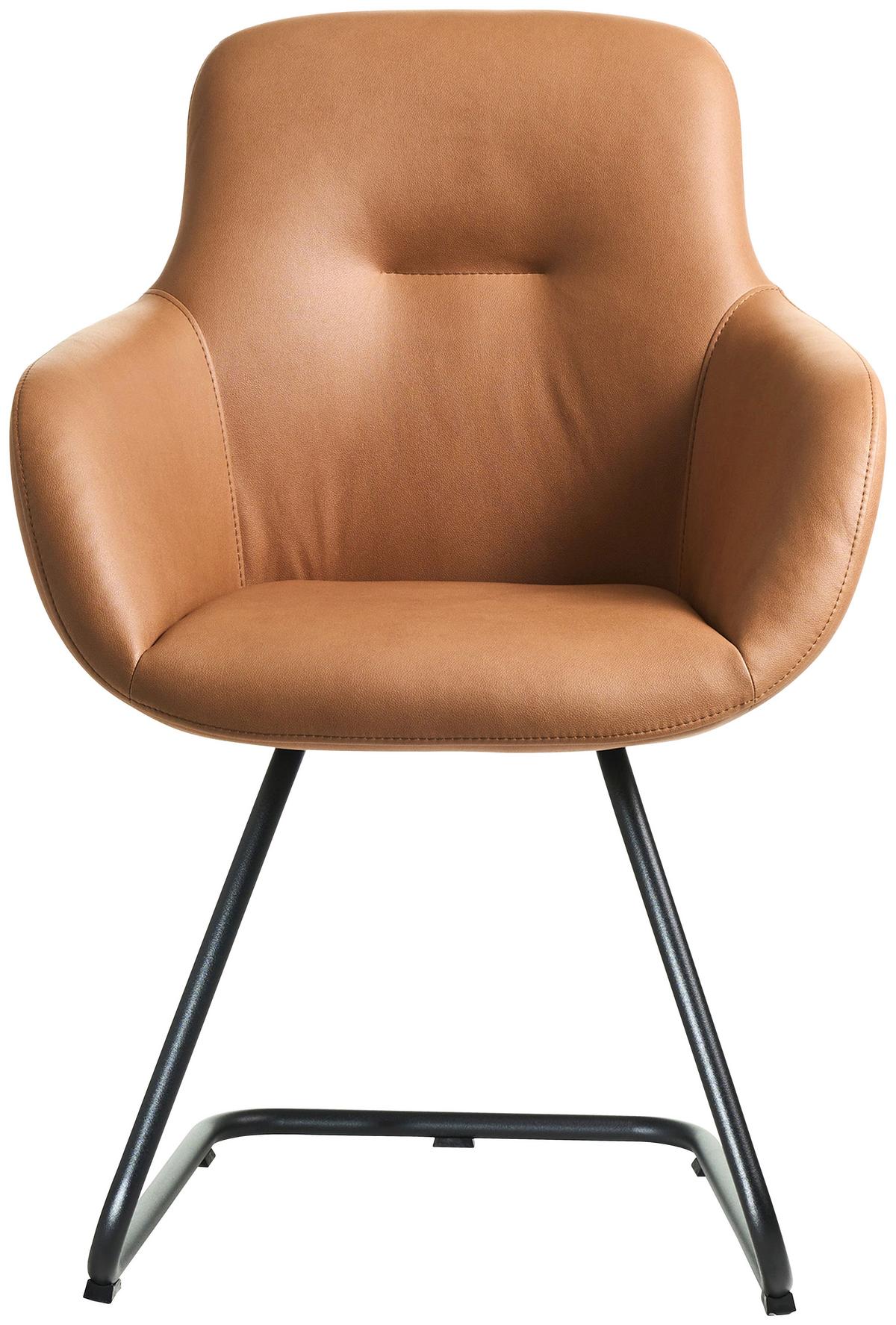 STOLIČKA S PODRÚČKAMI SWING-CHA - čierna/koňaková, Basics, kov/textil (62/89/61cm) - Celina Home