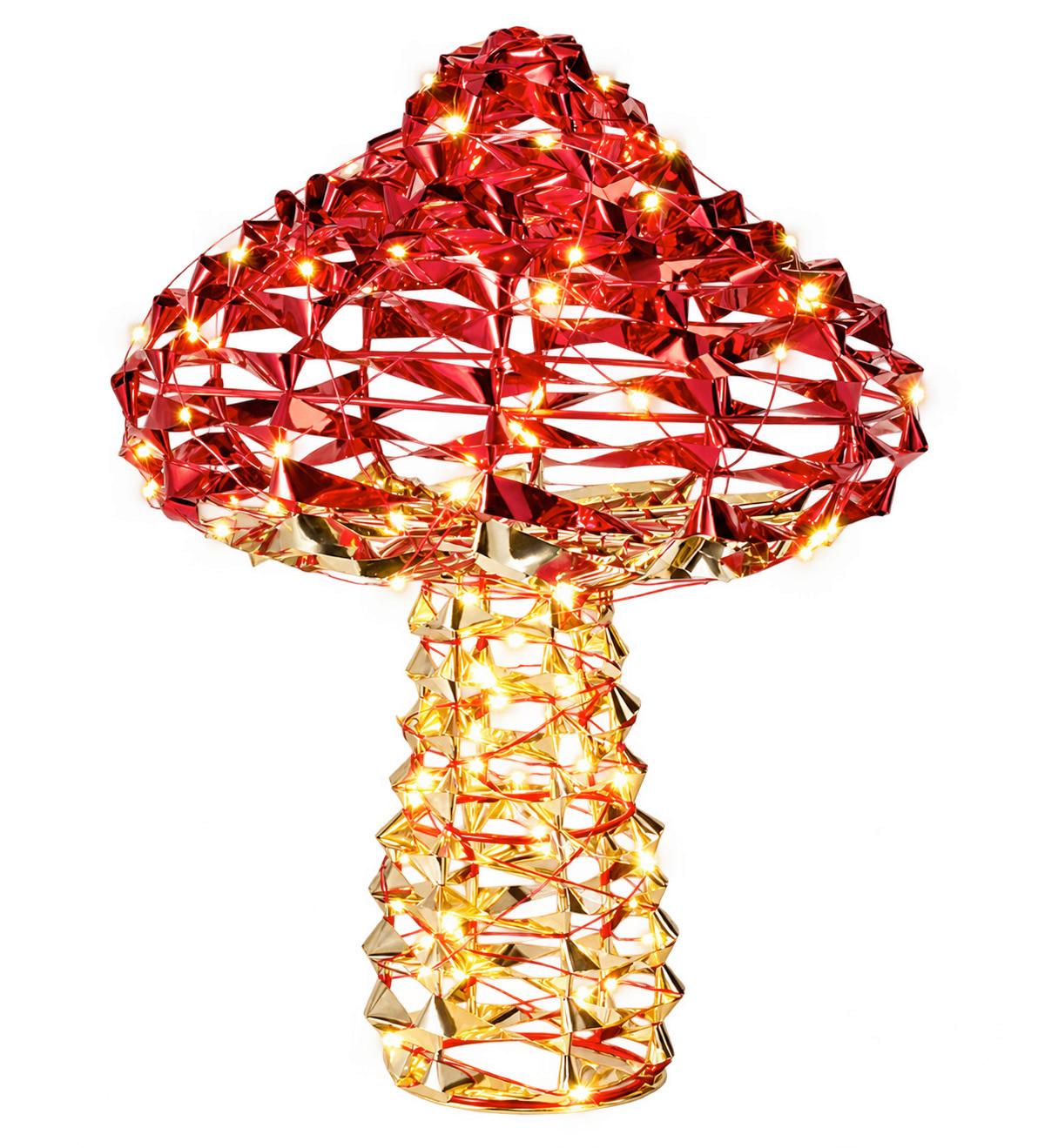 LED-DEKOLEUCHTE Batteriebetrieb - Rot/Goldfarben, MODERN, Metall (25/25/37cm)
