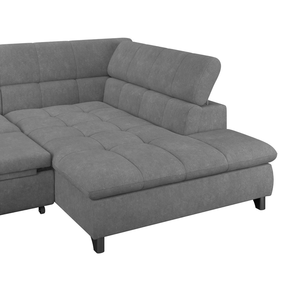 Ecksofa Gemini Anthrazit, B: 312cm - Chromfarben/Anthrazit, KONVENTIONELL, Textil (312/234cm)