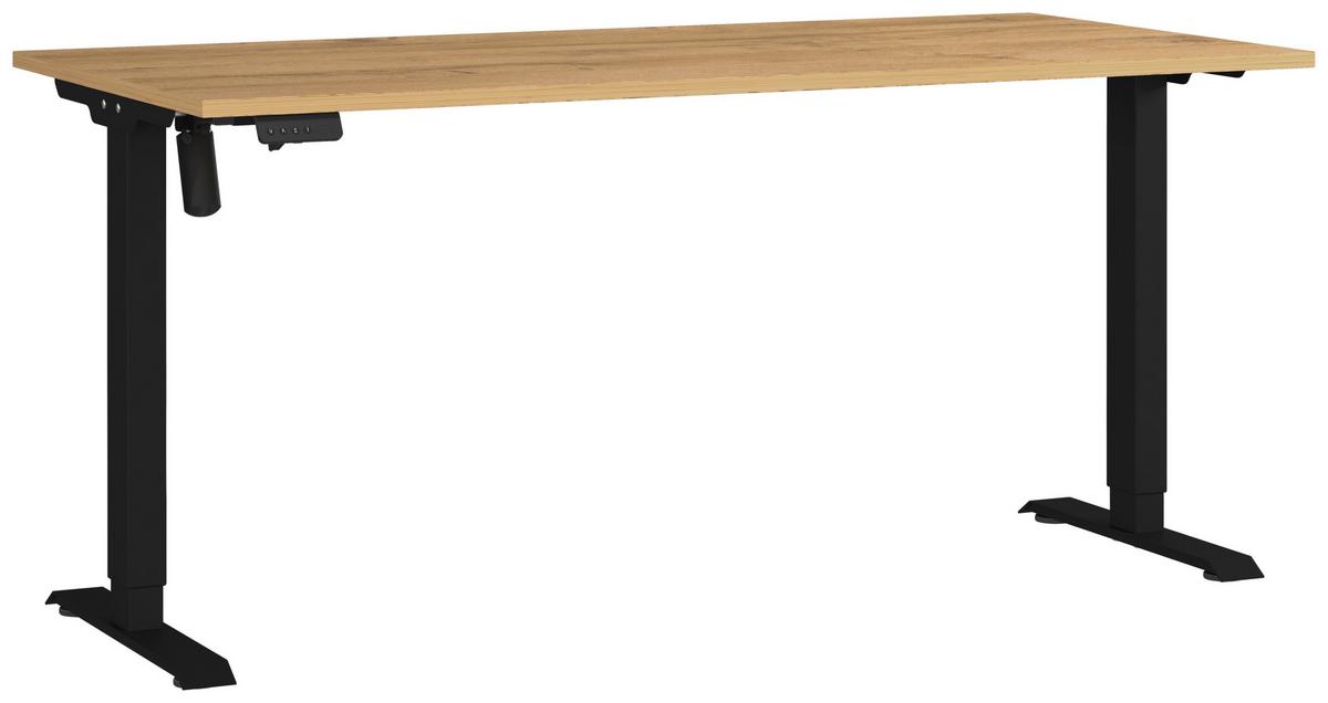 Schreibtisch Profi Schwarz/Eiche Dekor L: 160cm - Eichefarben/Schwarz, MODERN, Holzwerkstoff/Metall (160/80/71-119cm) - Germania