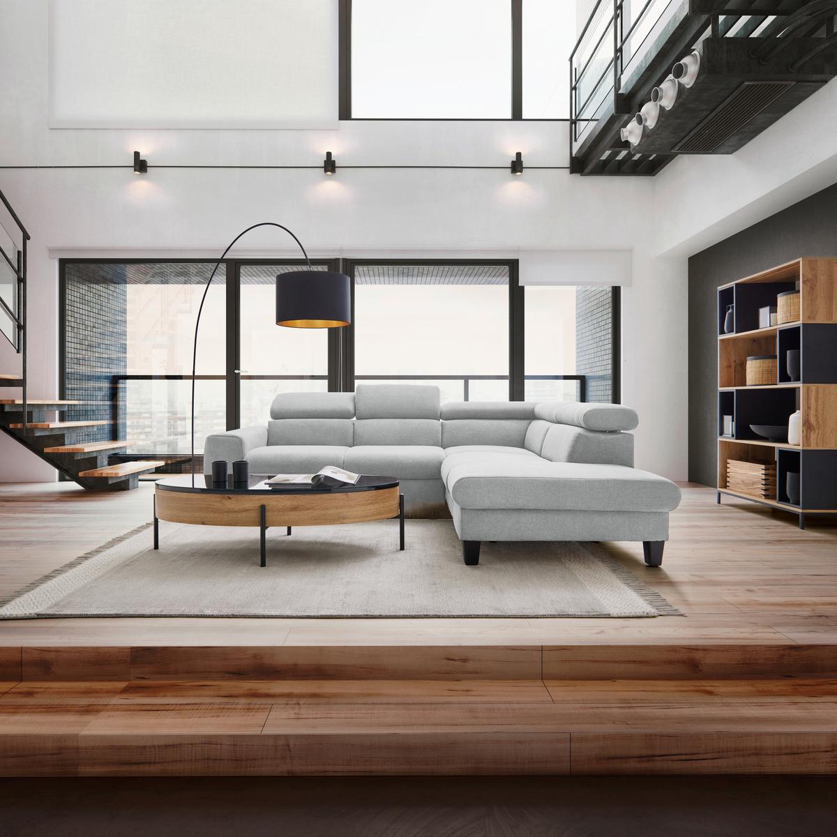 Sedací souprava Malibu světlošedá - světle šedá, Moderní, dřevo/textil (249/88/207cm) - Bessagi Home
