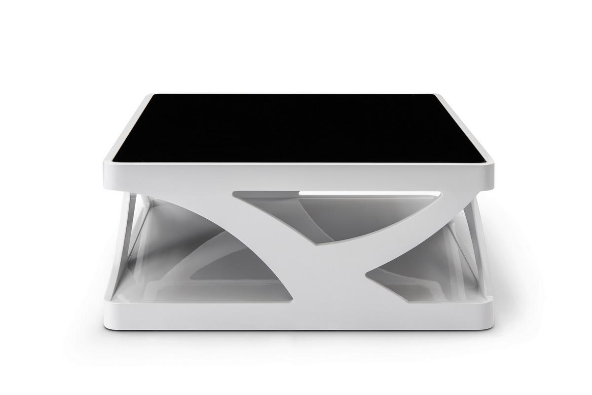 Couchtisch Schwarz, Weiß L: 90 Cm - Weiß Hochglanz/Schwarz, Design, Glas/Holzwerkstoff (90/90/38cm) - Livetastic