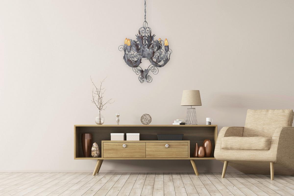 Hängeleuchte Fly Through Silber I - Silberfarben, Trend, Metall (67/61/61cm) - Kayoom