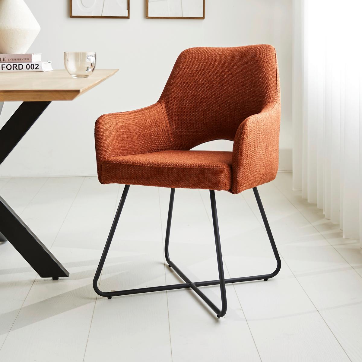 Armlehnstuhl Brest Orange B: 60 Cm - Schwarz/Orange, MODERN, Textil/Metall (60/88/63,5cm) - MID.YOU